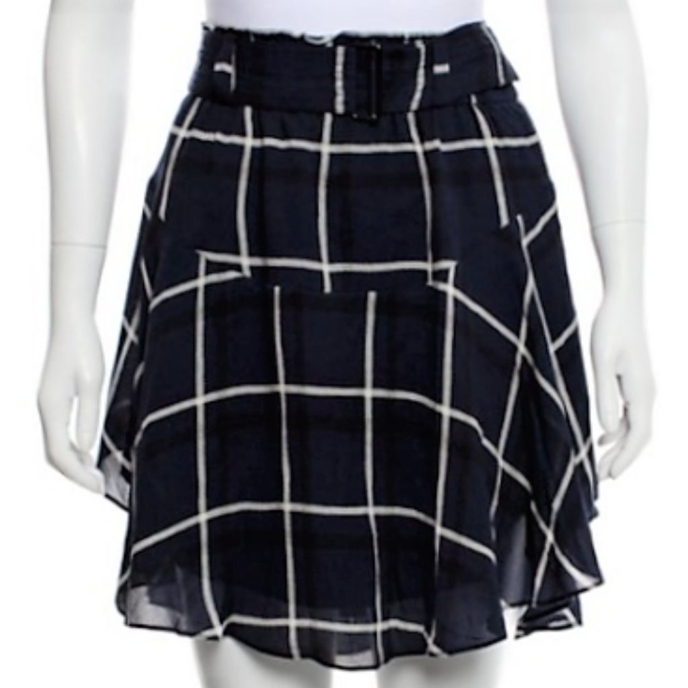Luxury ALC Skirt Plaid Navy Black White Mini NEW ๐ Ret $395- - Picture 3 of 13